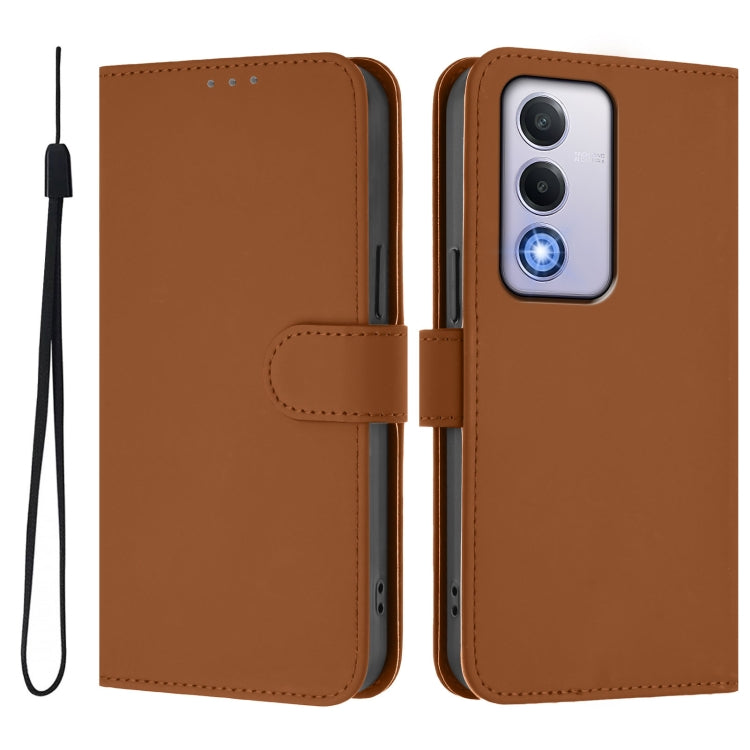 For OPPO A80 5G EU Skin Feel Solid Color Leather Phone Case with Lanyard