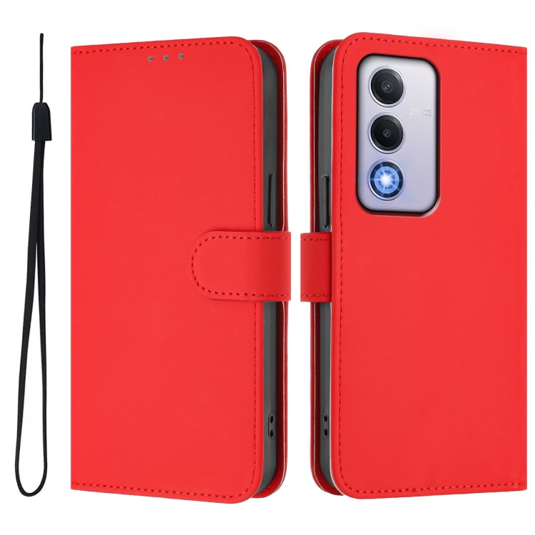 For OPPO A80 5G EU Skin Feel Solid Color Leather Phone Case with Lanyard