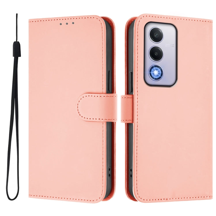 For OPPO A80 5G EU Skin Feel Solid Color Leather Phone Case with Lanyard