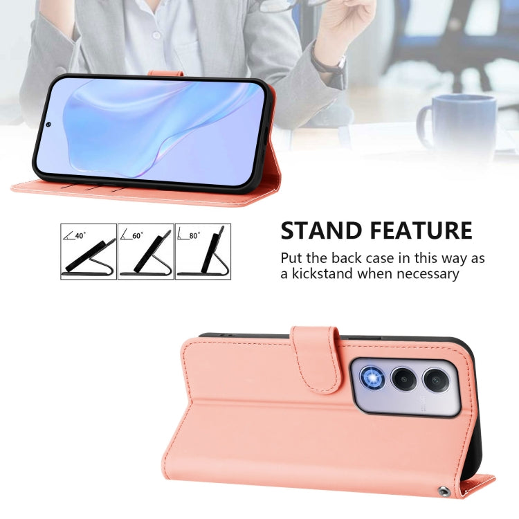 For OPPO A80 5G EU Skin Feel Solid Color Leather Phone Case with Lanyard