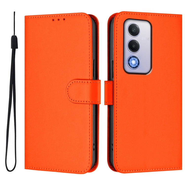 For OPPO A80 5G EU Skin Feel Solid Color Leather Phone Case with Lanyard