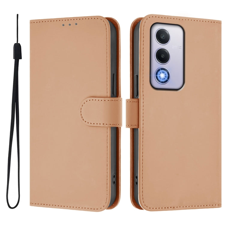 For OPPO A80 5G EU Skin Feel Solid Color Leather Phone Case with Lanyard