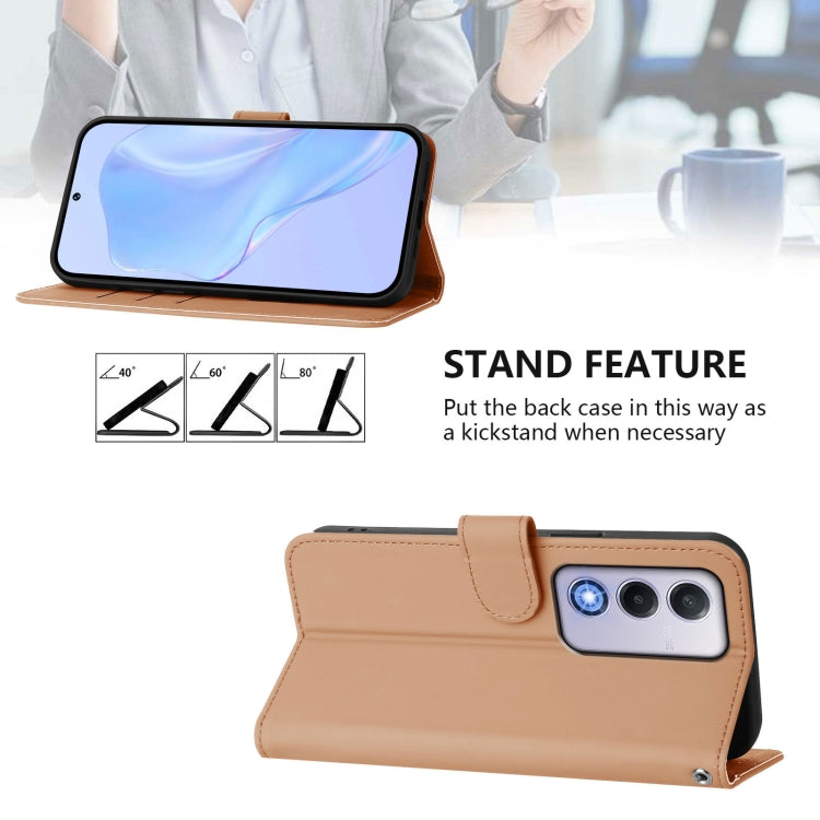 For OPPO A80 5G EU Skin Feel Solid Color Leather Phone Case with Lanyard