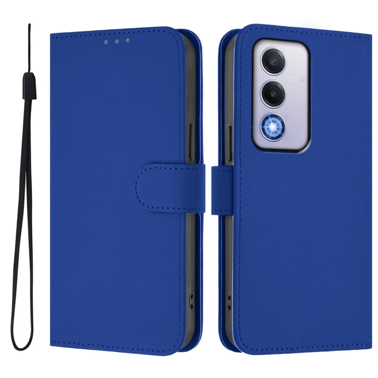 For OPPO A80 5G EU Skin Feel Solid Color Leather Phone Case with Lanyard