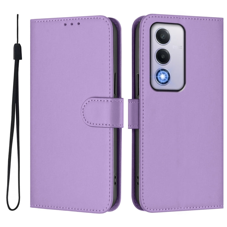 For OPPO A80 5G EU Skin Feel Solid Color Leather Phone Case with Lanyard