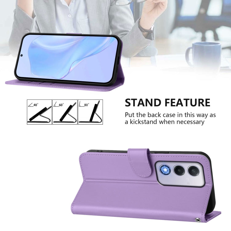 For OPPO A80 5G EU Skin Feel Solid Color Leather Phone Case with Lanyard