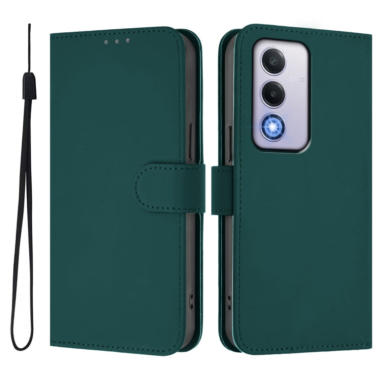 For OPPO A80 5G EU Skin Feel Solid Color Leather Phone Case with Lanyard
