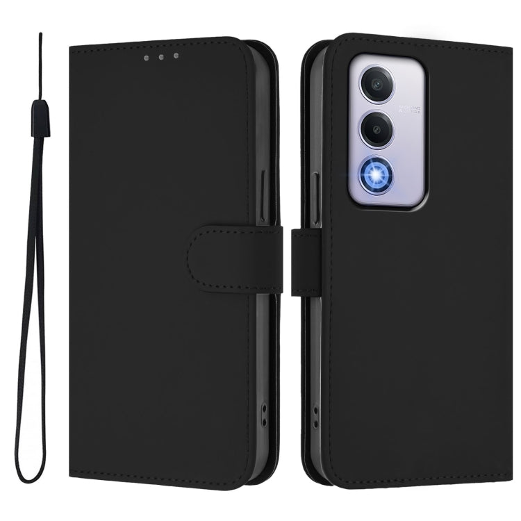 For OPPO A80 5G EU Skin Feel Solid Color Leather Phone Case with Lanyard