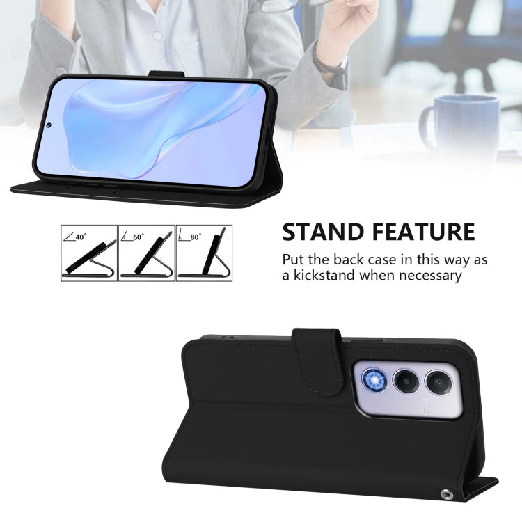 For OPPO A80 5G EU Skin Feel Solid Color Leather Phone Case with Lanyard