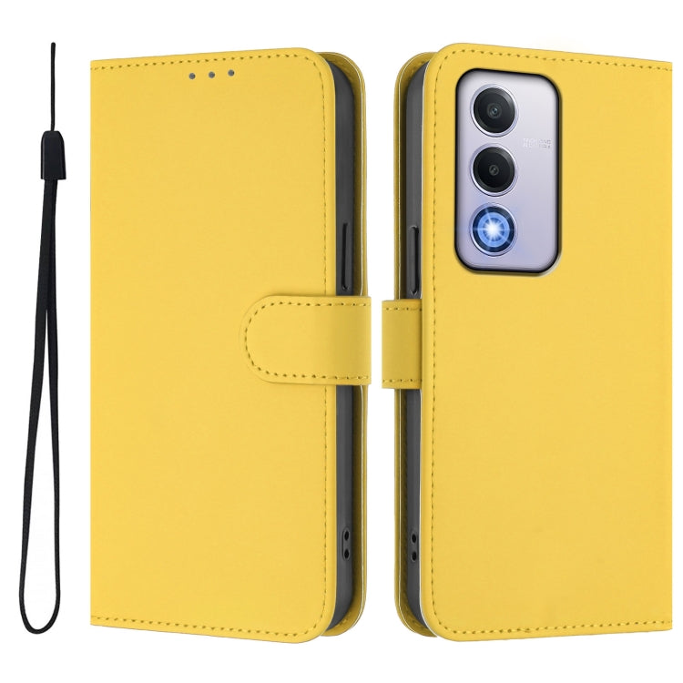 For OPPO A80 5G EU Skin Feel Solid Color Leather Phone Case with Lanyard