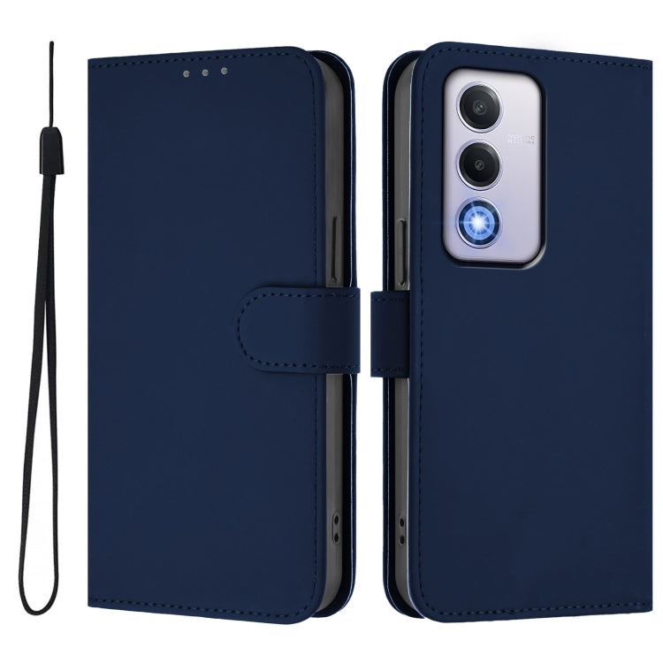 For OPPO A80 5G EU Skin Feel Solid Color Leather Phone Case with Lanyard