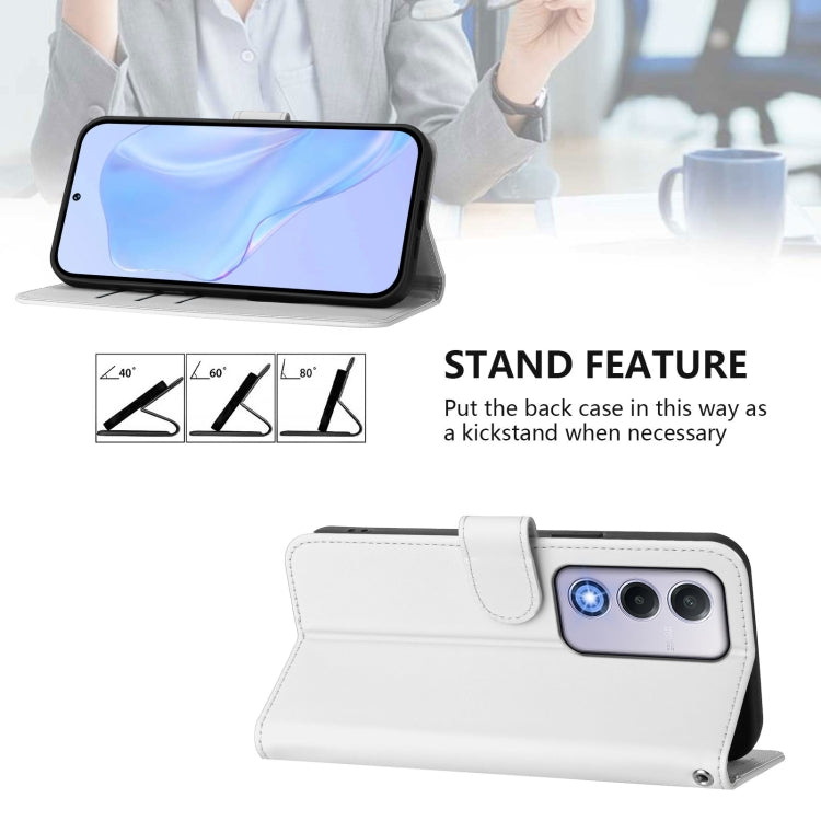 For OPPO A80 5G EU Skin Feel Solid Color Leather Phone Case with Lanyard