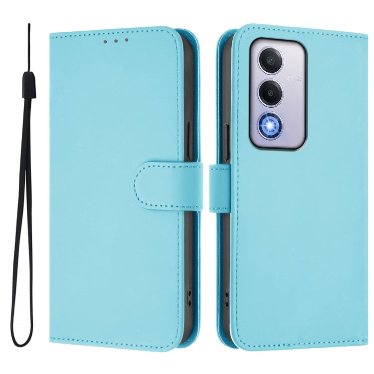 For OPPO A80 5G EU Skin Feel Solid Color Leather Phone Case with Lanyard