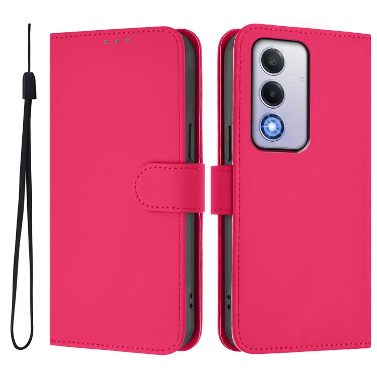 For OPPO A80 5G EU Skin Feel Solid Color Leather Phone Case with Lanyard