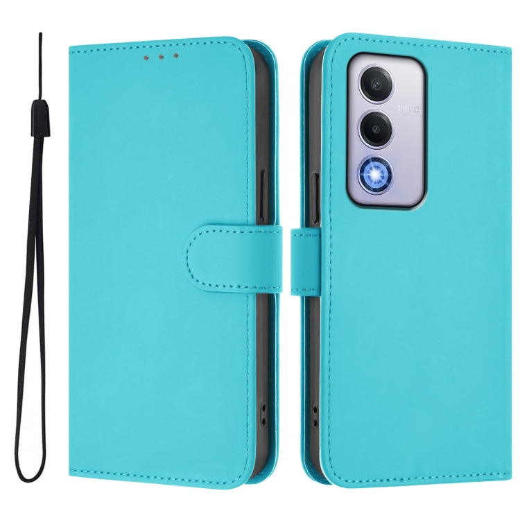 For OPPO A80 5G EU Skin Feel Solid Color Leather Phone Case with Lanyard
