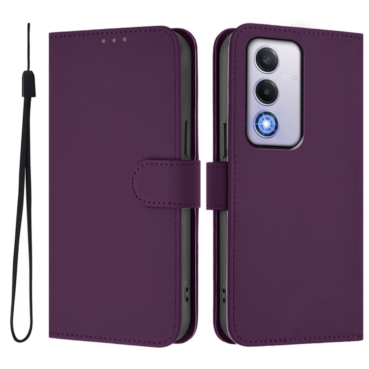 For OPPO A80 5G EU Skin Feel Solid Color Leather Phone Case with Lanyard