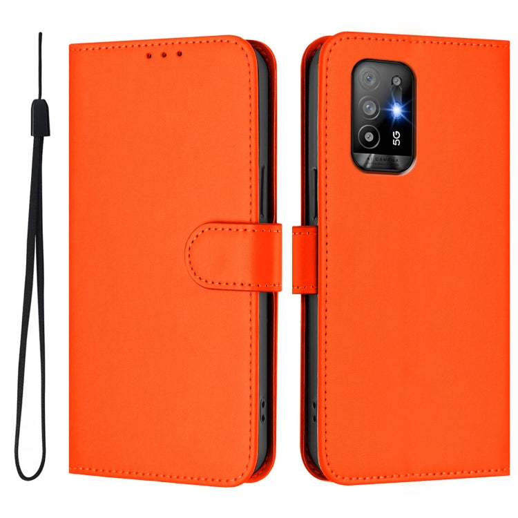 For OPPO A94 5G Global Skin Feel Solid Color Leather Phone Case with Lanyard