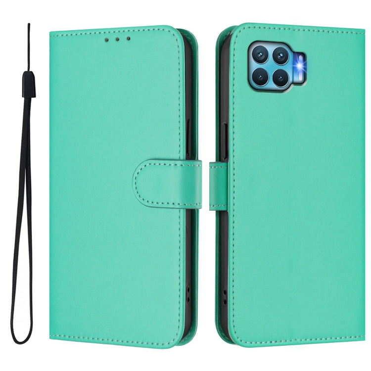 For OPPO F17 Pro Skin Feel Solid Color Leather Phone Case with Lanyard