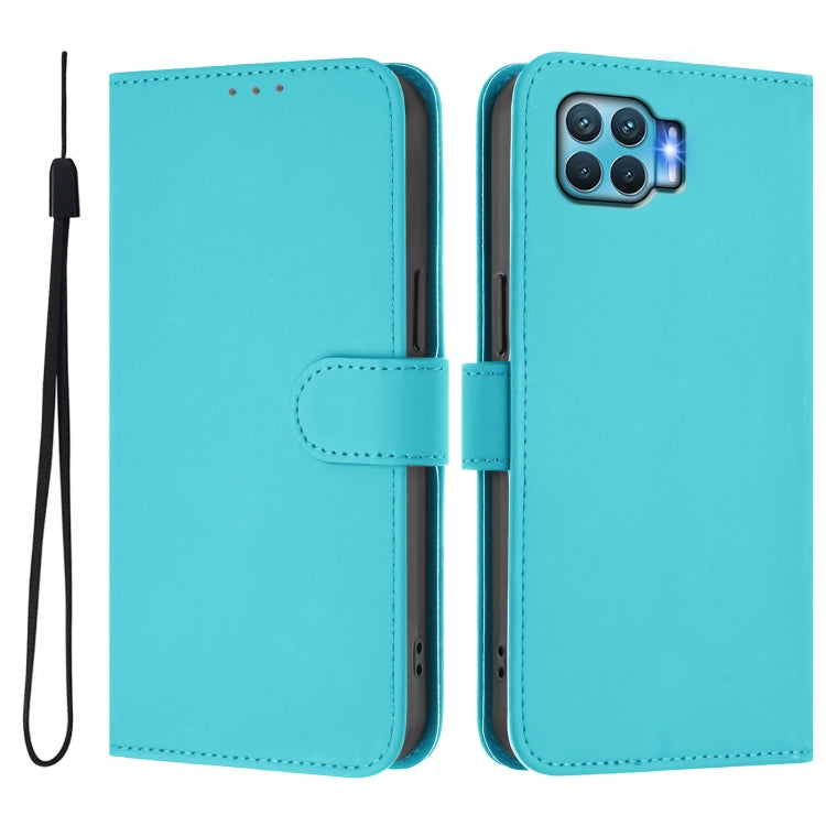 For OPPO F17 Pro Skin Feel Solid Color Leather Phone Case with Lanyard