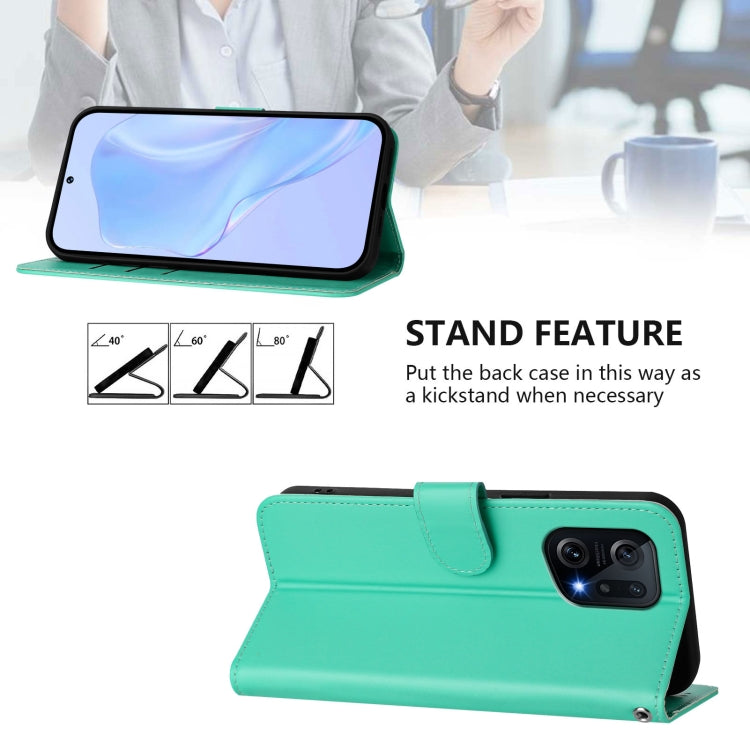For OPPO Find X5 Skin Feel Solid Color Leather Phone Case with Lanyard