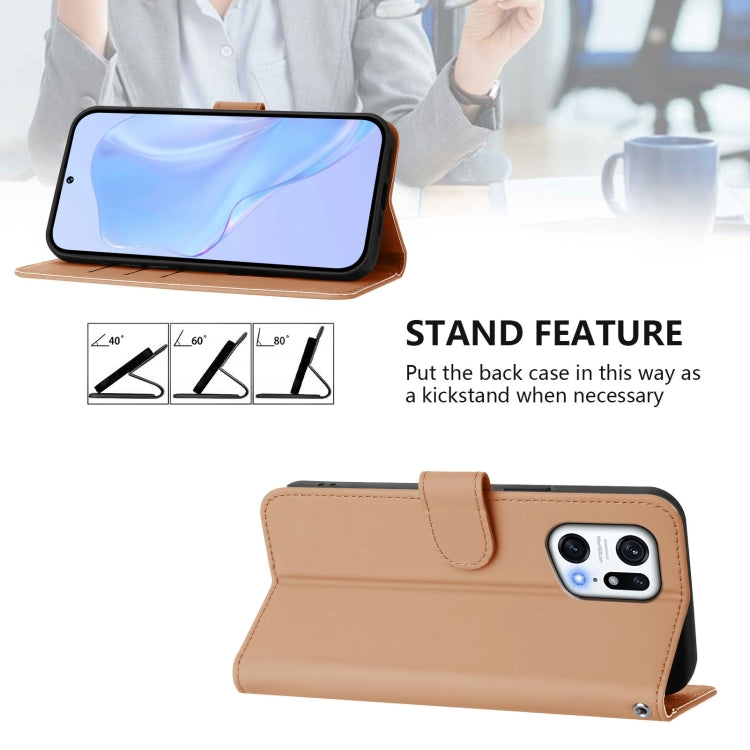 For OPPO Find X5 Pro Skin Feel Solid Color Leather Phone Case with Lanyard