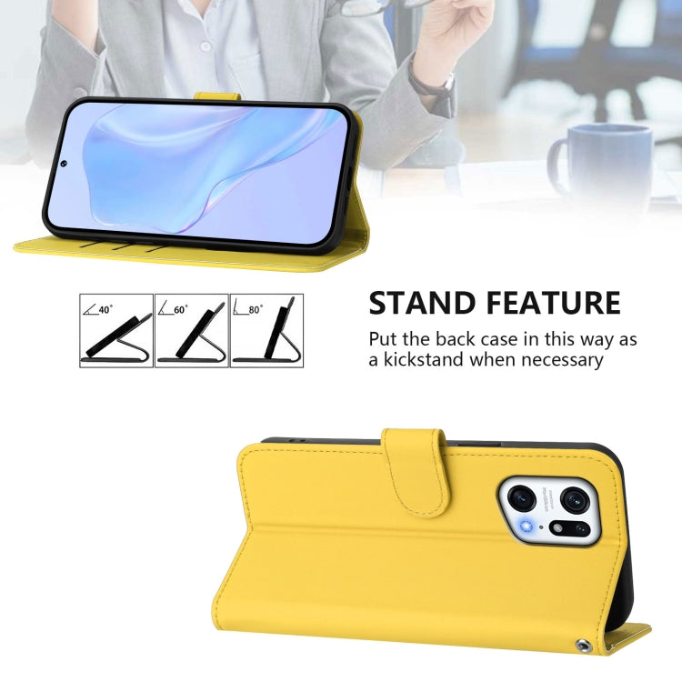 For OPPO Find X5 Pro Skin Feel Solid Color Leather Phone Case with Lanyard