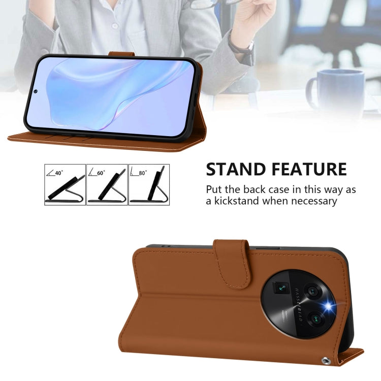 For OPPO Find X6 Skin Feel Solid Color Leather Phone Case with Lanyard