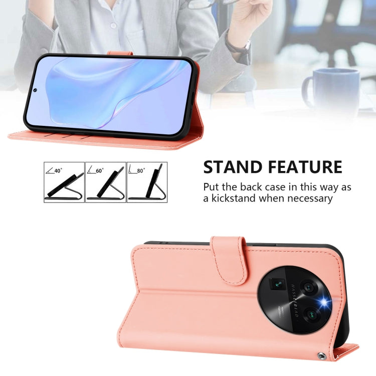 For OPPO Find X6 Skin Feel Solid Color Leather Phone Case with Lanyard