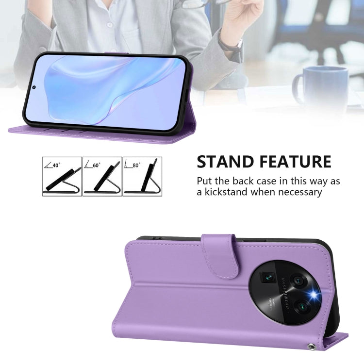 For OPPO Find X6 Skin Feel Solid Color Leather Phone Case with Lanyard