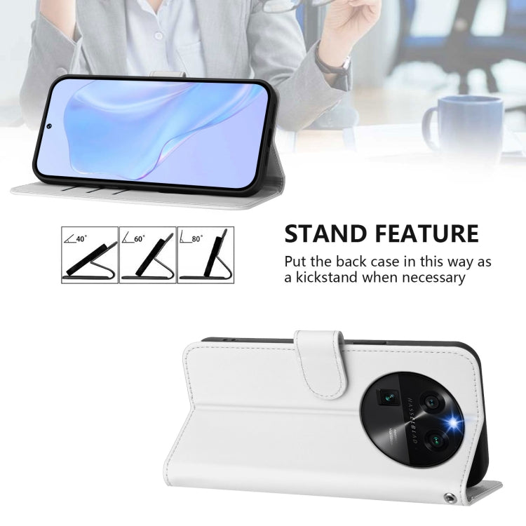 For OPPO Find X6 Skin Feel Solid Color Leather Phone Case with Lanyard