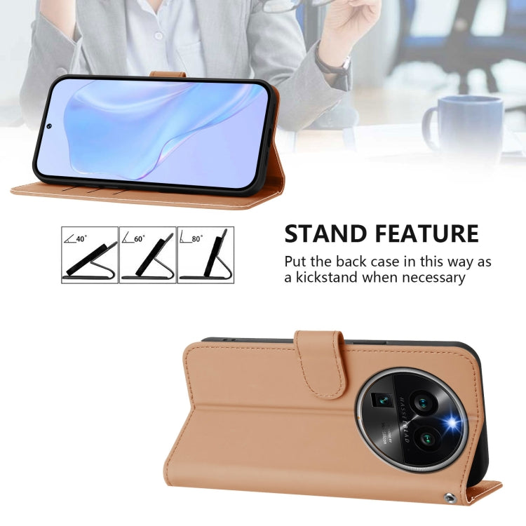 For OPPO Find X6 Pro Skin Feel Solid Color Leather Phone Case with Lanyard