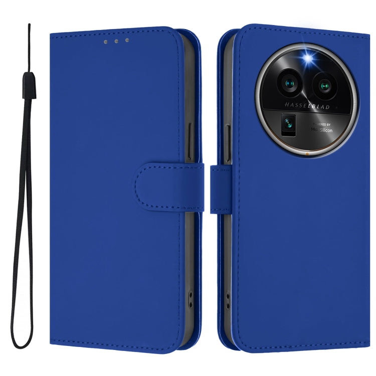 For OPPO Find X6 Pro Skin Feel Solid Color Leather Phone Case with Lanyard