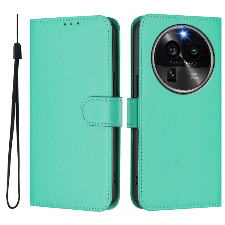 For OPPO Find X6 Pro Skin Feel Solid Color Leather Phone Case with Lanyard