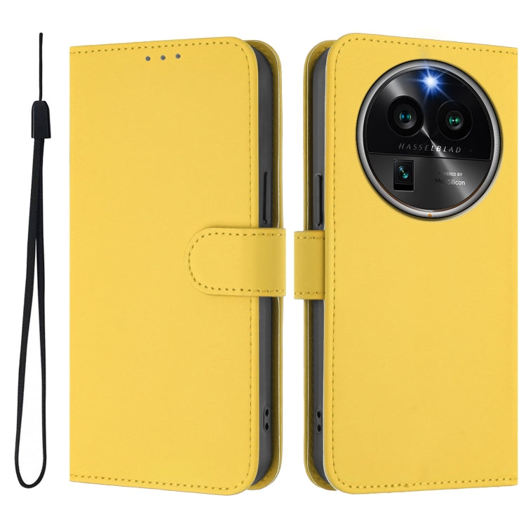 For OPPO Find X6 Pro Skin Feel Solid Color Leather Phone Case with Lanyard