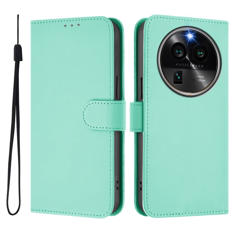 For OPPO Find X6 Pro Skin Feel Solid Color Leather Phone Case with Lanyard