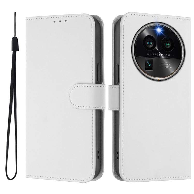 For OPPO Find X6 Pro Skin Feel Solid Color Leather Phone Case with Lanyard