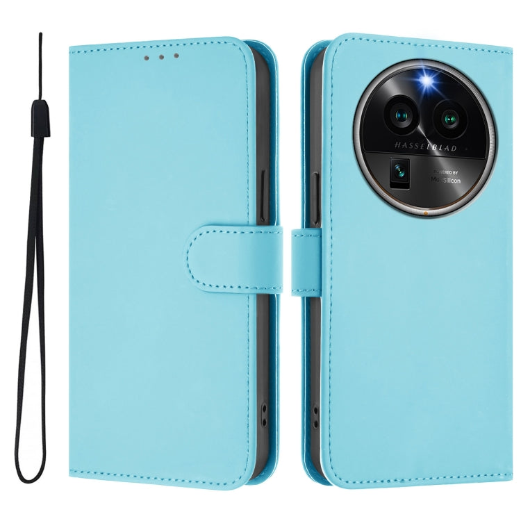 For OPPO Find X6 Pro Skin Feel Solid Color Leather Phone Case with Lanyard