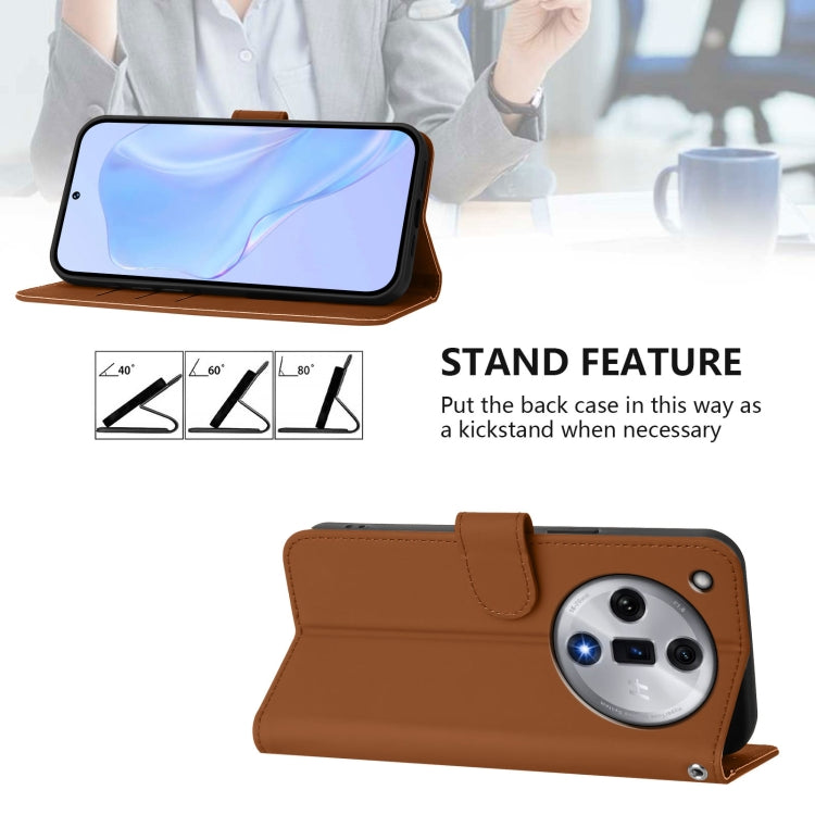 For OPPO Find X7 Skin Feel Solid Color Leather Phone Case with Lanyard