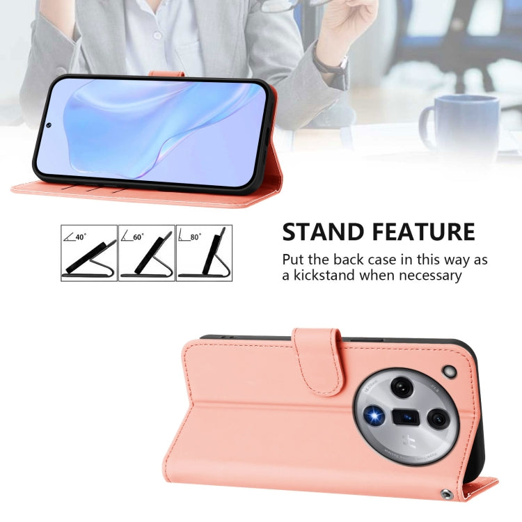For OPPO Find X7 Skin Feel Solid Color Leather Phone Case with Lanyard