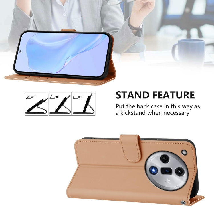 For OPPO Find X7 Skin Feel Solid Color Leather Phone Case with Lanyard