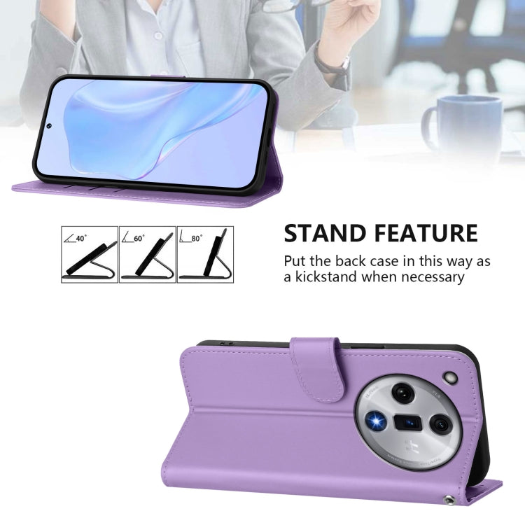 For OPPO Find X7 Skin Feel Solid Color Leather Phone Case with Lanyard