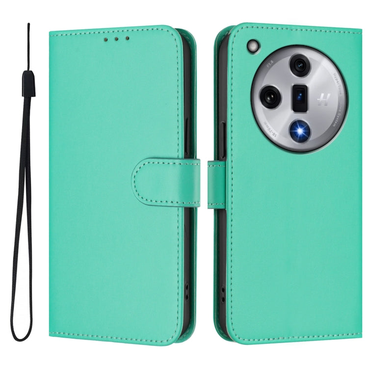 For OPPO Find X7 Skin Feel Solid Color Leather Phone Case with Lanyard