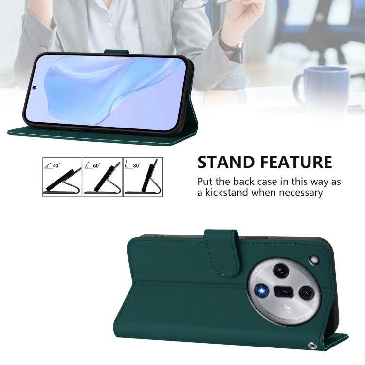 For OPPO Find X7 Skin Feel Solid Color Leather Phone Case with Lanyard