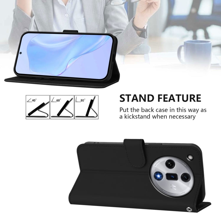 For OPPO Find X7 Skin Feel Solid Color Leather Phone Case with Lanyard