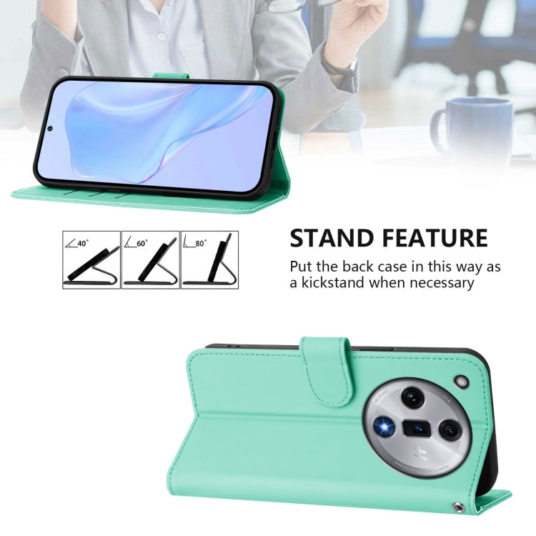 For OPPO Find X7 Skin Feel Solid Color Leather Phone Case with Lanyard