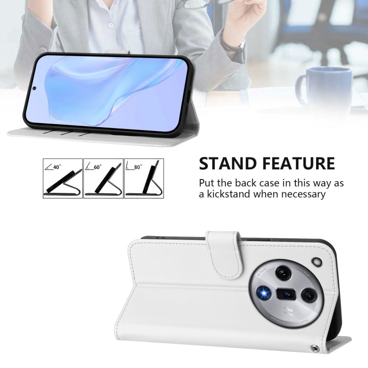 For OPPO Find X7 Skin Feel Solid Color Leather Phone Case with Lanyard