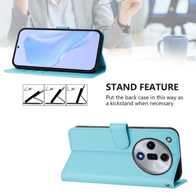 For OPPO Find X7 Skin Feel Solid Color Leather Phone Case with Lanyard