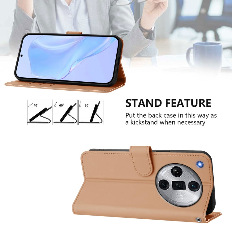 For OPPO Find X7 Ultra Skin Feel Solid Color Leather Phone Case with Lanyard