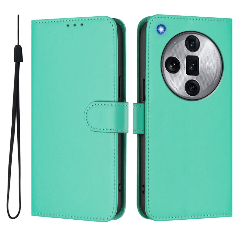 For OPPO Find X7 Ultra Skin Feel Solid Color Leather Phone Case with Lanyard