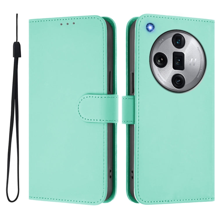For OPPO Find X7 Ultra Skin Feel Solid Color Leather Phone Case with Lanyard
